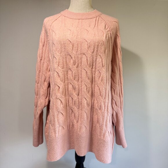 AERIE Unreal Cable Knit Crewneck Sweater NWT - Picture 4 of 12
